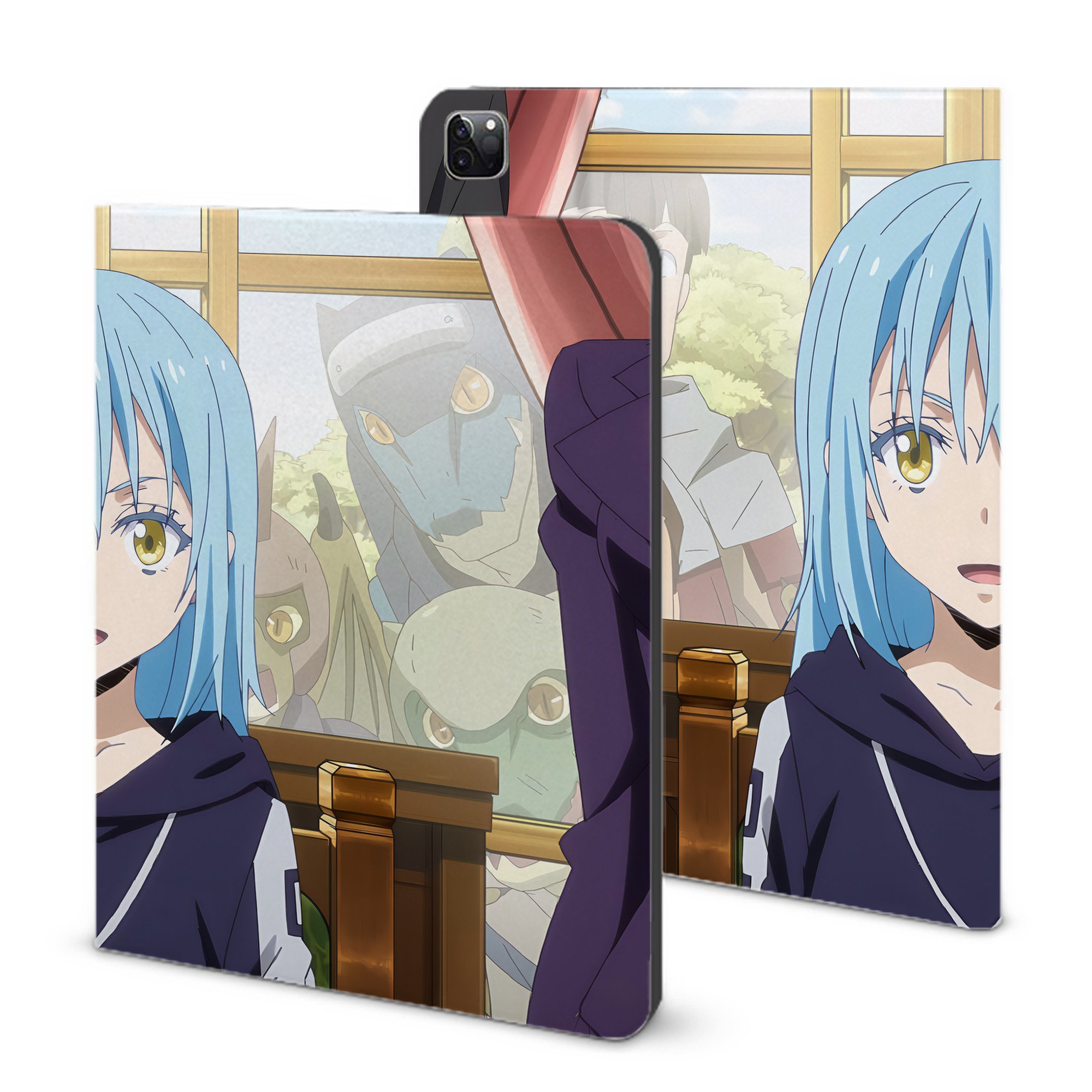 （画像用） 転スラ Regarding Reincarnated to Slime IPad ケース ブック型 PUレザー TPU 耐衝撃 軽量 薄型 ペン収納なし 全面保護 IPad 各モデル対応